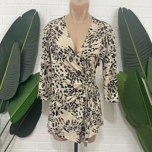 Clara Sun Woo faux wrap cheetah palm leaf print tunic
